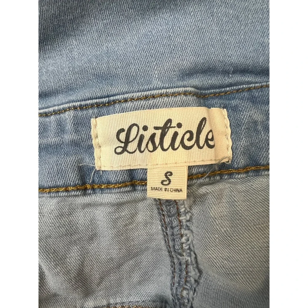 Listicle Women Small Denim Shortalls Light Wash Stretch Adjustable Strap Overall
